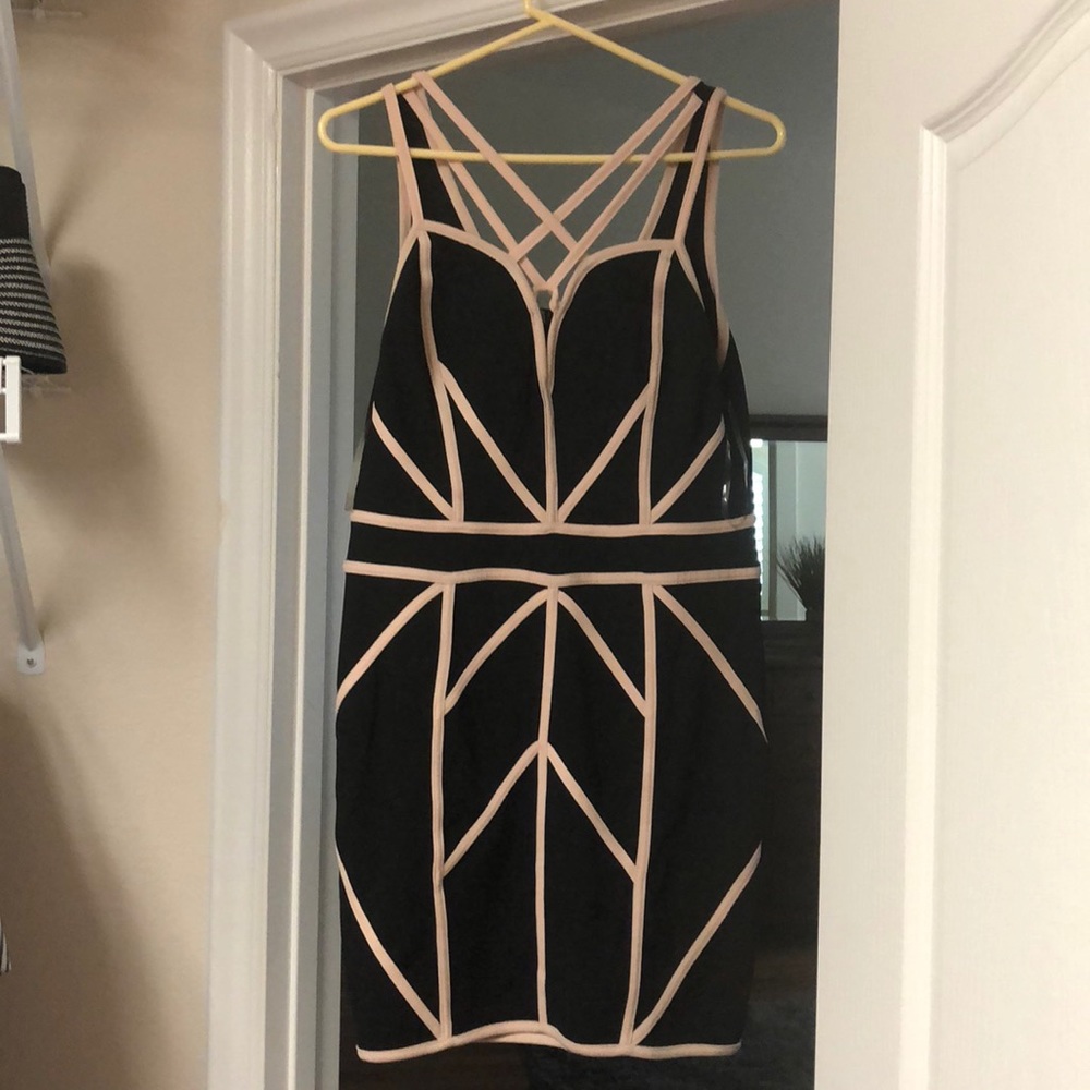 Black & ballerina pink cocktail dress